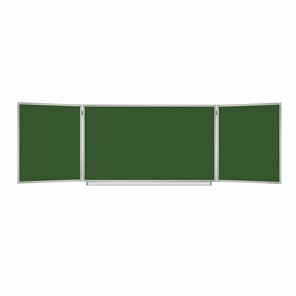 Доска  для мела 3-х элементная 100х150/300 см, 5 рабочих поверхностей, зеленая, BRAUBERG, 231707 в Шахтах