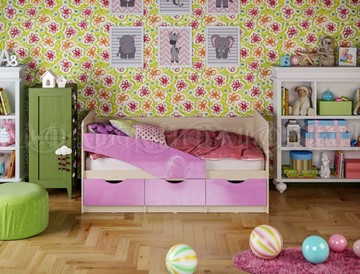 Детская кровать Бабочки 800*1600, Сиреневый глянец в Ростове-на-Дону