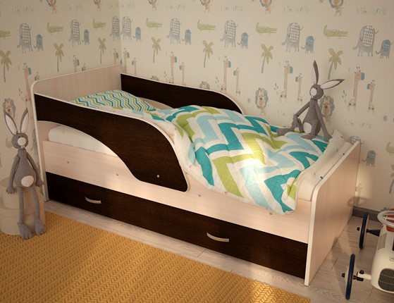 Детская кровать Максимка, корпус Млечный дуб, фасад Венге в Шахтах - изображение