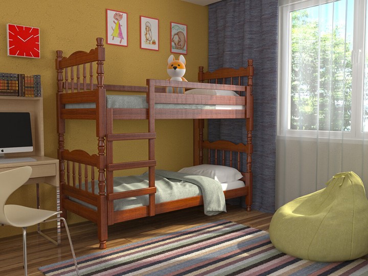 Детская кровать Соня двухъярусная (Орех) в Ростове-на-Дону - изображение 1