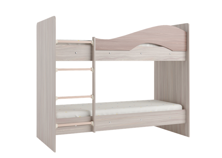 Двухэтажная кровать Мая с 2 ящиками на щитах, корпус Шимо светлый, фасад Шимо темный в Батайске - изображение 2