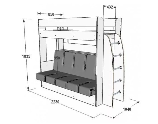 Омега 17 кровать диван двухъярусная