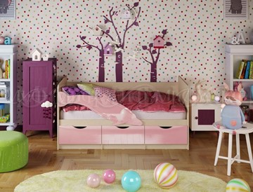 Детская кровать Дельфин-1, Розовый глянец 80х160 в Шахтах