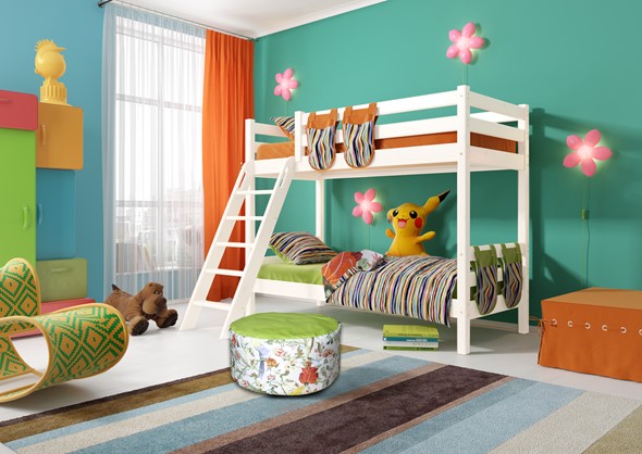 Детская 2-х ярусная кровать Соня, Вариант 10 Белый в Шахтах - изображение