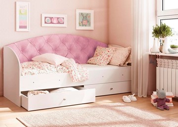 Кровать детская Эльза без бортика, Розовый (латы) в Батайске