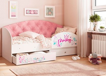 Детская кровать Эльза с бортиком, Розовый (латы) в Шахтах