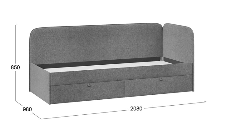 Кровать подростковая Молли тип 1 (90), Микровелюр Scandi Graphite 22 в Шахтах - изображение 3