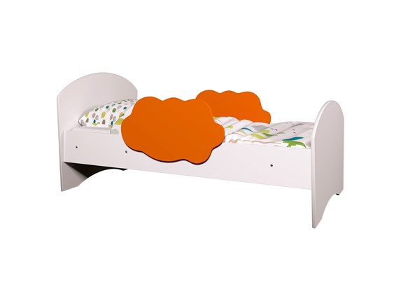 Кровать с бортиками Тучка, корпус Белый, фасад Оранжевый в Шахтах - изображение