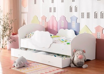 Детская кровать Тучка с ящиком, корпус Белый, фасад Белый в Батайске