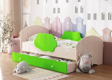 Детская кровать Тучка с ящиком, корпус Дуб млечный, фасад Лайм в Шахтах