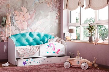 Детская кровать Звездочка с бортиком, Бирюза в Батайске