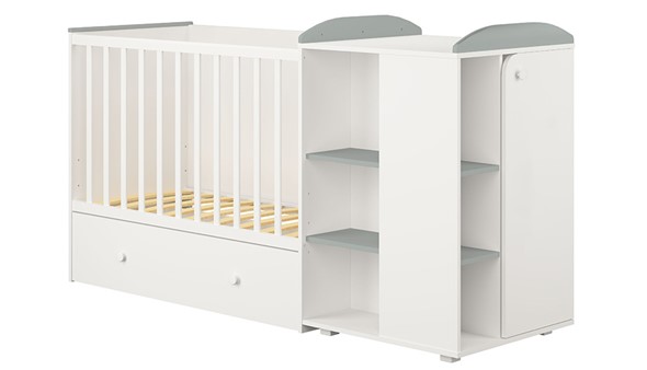 Многофункциональная кровать с комодом POLINI Kids Ameli 800 Белый / Серый, серия AMELI в Шахтах - изображение