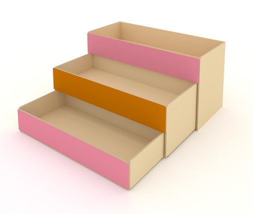 Кровать для детей 3-х уровневая КД-3, Беж + Розовый + Оранжевый в Шахтах - изображение