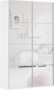 Шкаф 2-дверный Прайм (Зеркало/Зеркало) 1400x570x2300, белый снег в Шахтах