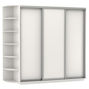 Шкаф 3-дверный Экспресс (ДСП), со стеллажом 2100х600х2200, белый снег в Шахтах