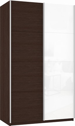 Шкаф двухдверный Прайм (ДСП/Белое стекло) 1200x570x2300, венге в Батайске - изображение