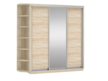 Шкаф 3-створчатый Экспресс (ДСП/Зеркало/ДСП) со стеллажом, 2100х600х2400, дуб сонома в Шахтах