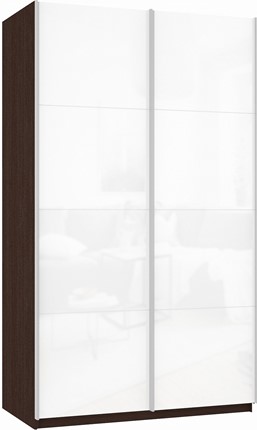 Шкаф Прайм (Белое стекло/Белое стекло) 1200x570x2300, венге в Шахтах - изображение