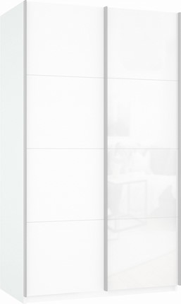 Шкаф-купе Прайм (ДСП/Белое стекло) 1200x570x2300, белый снег в Батайске - изображение