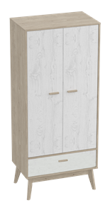 Шкаф для одежды Калгари, Дуб натуральный светлый/Белый матовый в Шахтах