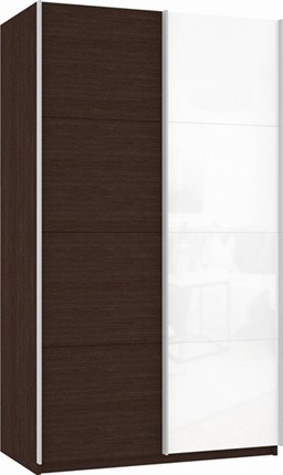 Шкаф 2-створчатый Прайм (ДСП/Белое стекло) 1600x570x2300, венге в Батайске - изображение