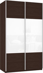 Шкаф двухдверный Прайм (ДСП/Белое стекло) 1200x570x2300, венге в Шахтах - предосмотр 2