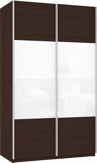 Шкаф двухдверный Прайм (ДСП/Белое стекло) 1200x570x2300, венге в Шахтах - изображение 2