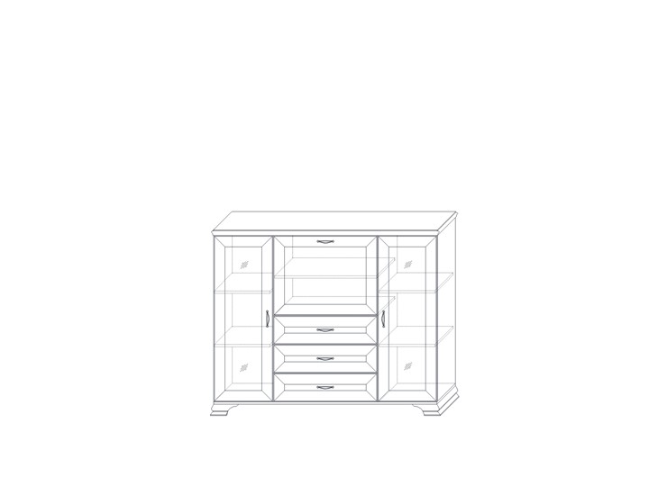 Низкий шкаф (2 стеклодвери) Сиена, Бодега белый / патина золото в Шахтах - изображение 1
