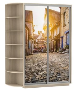 Шкаф 2-х створчатый Хит, 1500x600x2200, фотопечать, со стеллажом, улица, шимо светлый в Таганроге