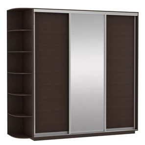 Шкаф Экспресс (ДСП/Зеркало/ДСП) со стеллажом, 2400х600х2200, венге в Шахтах