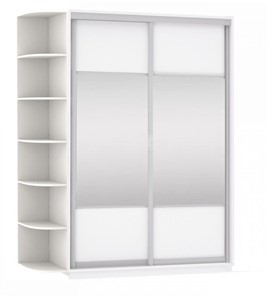 Шкаф 2-х дверный Экспресс (Комби), со стеллажом 1500x600x2400, белый снег в Батайске