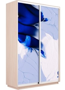 Шкаф Экспресс 1400x600x2400, Абстракция бело-голубая/дуб молочный в Шахтах