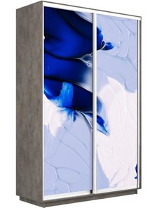 Шкаф-купе двухдверный Экспресс 1600x600x2200, Абстракция бело-голубая/бетон в Шахтах