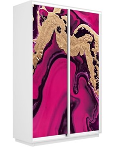 Шкаф 2-створчатый Экспресс 1600x600x2200, Абстракция розовая/белый снег в Шахтах