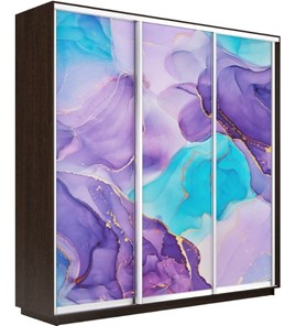 Шкаф 3-х створчатый Экспресс 2100х450х2400, Абстракция фиолетовая/венге в Батайске