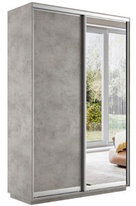 Шкаф 2-дверный Экспресс (ДСП/Зеркало) 1400х450х2200, бетон в Батайске