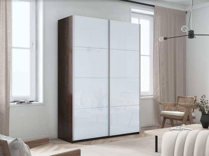 Шкаф Прайм (Белое стекло/Белое стекло) 1200x570x2300, венге в Шахтах - изображение 4