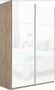 Шкаф 2-х дверный Прайм (Белое стекло/Белое стекло) 1600x570x2300, дуб сонома в Каменск-Шахтинском
