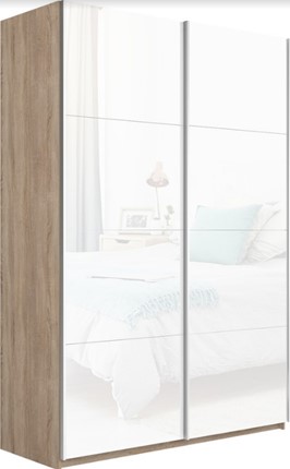 Шкаф 2-х дверный Прайм (Белое стекло/Белое стекло) 1600x570x2300, дуб сонома в Шахтах - изображение