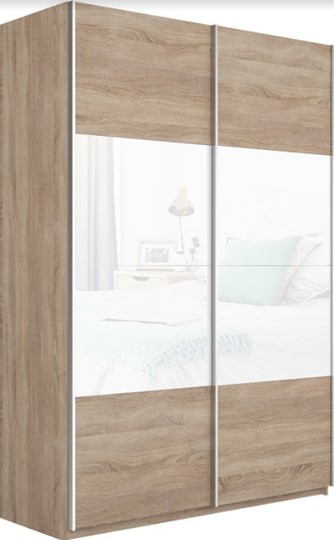 Шкаф двухдверный Прайм (ДСП/Белое стекло) 1600x570x2300, дуб сонома в Шахтах - изображение 4