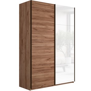 Шкаф 2-дверный Прайм (ДСП/Белое стекло) 1600x570x2300, Крафт табачный в Шахтах