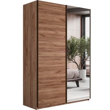 Шкаф 2-дверный Прайм (ДСП/Зеркало) 1600x570x2300, Крафт табачный в Шахтах - изображение