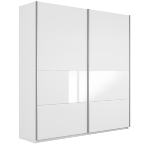 Шкаф Широкий Прайм (ДСП / Белое стекло) 2200x570x2300, Белый снег в Шахтах