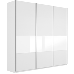 Шкаф Широкий Прайм (ДСП / Белое стекло) 2400x570x2300, Белый снег в Шахтах