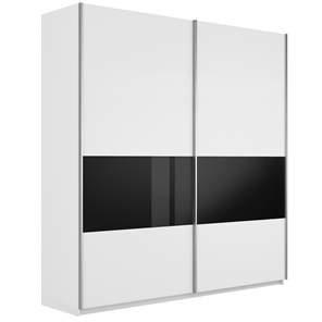 Шкаф Широкий Прайм (ДСП / Черное стекло) 2200x570x2300, Белый снег в Шахтах
