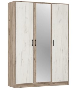 Шкаф 3-х дверный ШР3/1 Соната с зеркалом Дуб Крафт Серый - Дуб Крафт Белый в Батайске