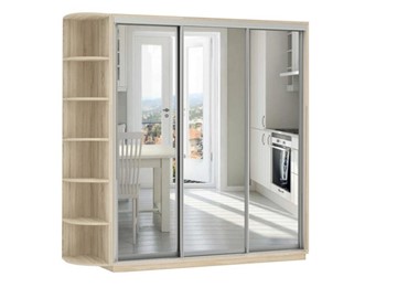 Шкаф 3-х дверный Экспресс (3 зеркала), со стеллажом 2700х600х2200, дуб сонома в Шахтах