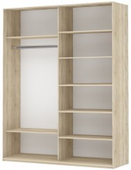Шкаф 2-х дверный Прайм (Белое стекло/Белое стекло) 1600x570x2300, дуб сонома в Шахтах - предосмотр 1