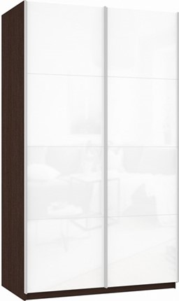 Шкаф 2-дверный Прайм (Белое стекло/Белое стекло) 1600x570x2300, венге в Шахтах - изображение