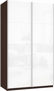 Шкаф Прайм (Белое стекло/Белое стекло) 1400x570x2300, венге в Шахтах - предосмотр